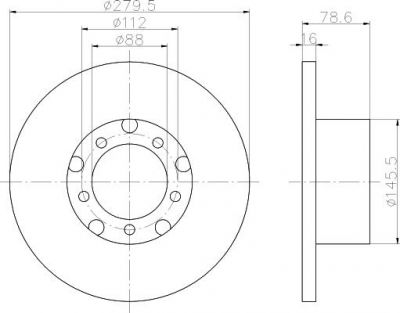 Hella 8DD 355 100-201 тормозной диск на MERCEDES-BENZ T1 фургон (602)