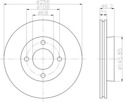 Hella 8DD 355 100-591 тормозной диск на AUDI 80 (89, 89Q, 8A, B3)