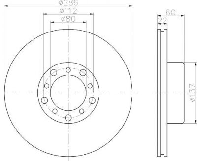 Hella 8DD 355 100-791 тормозной диск на MERCEDES-BENZ S-CLASS купе (C126)