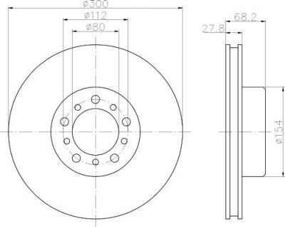 Hella 8DD 355 100-981 тормозной диск на MERCEDES-BENZ S-CLASS (W126)