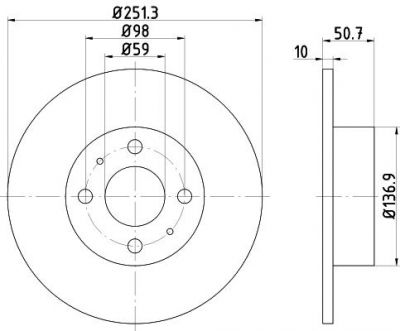 Hella 8DD 355 101-101 тормозной диск на FIAT STILO (192)
