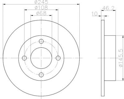 Hella 8DD 355 101-371 тормозной диск на AUDI 100 (44, 44Q, C3)