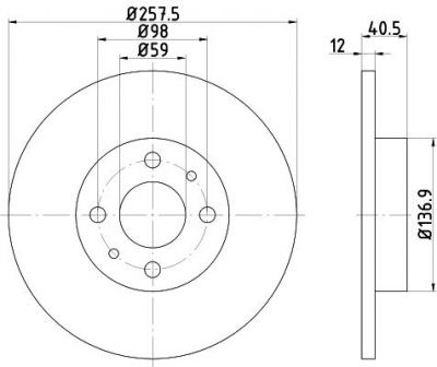 Hella 8DD 355 101-621 тормозной диск на FIAT BRAVA (182)