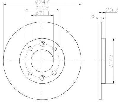 Hella 8DD 355 101-811 тормозной диск на PEUGEOT 205 I (741A/C)