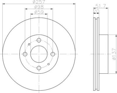 Hella 8DD 355 101-881 тормозной диск на FIAT CROMA (154)