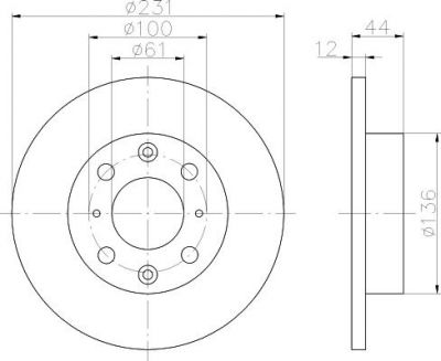 Hella 8DD 355 101-931 тормозной диск на HONDA CIVIC III Hatchback (AL, AJ, AG, AH)