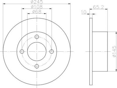 Hella 8DD 355 102-441 тормозной диск на AUDI 100 Avant (44, 44Q, C3)