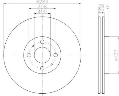 Hella 8DD 355 102-531 тормозной диск на FIAT TIPO (160)