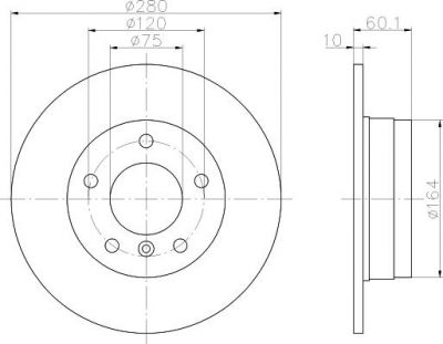 Hella 8DD 355 102-601 тормозной диск на 3 (E36)