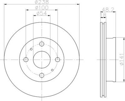 Hella 8DD 355 102-611 тормозной диск на TOYOTA COROLLA Compact (_E9_)