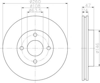 Hella 8DD 355 103-371 тормозной диск на FORD MONDEO I (GBP)