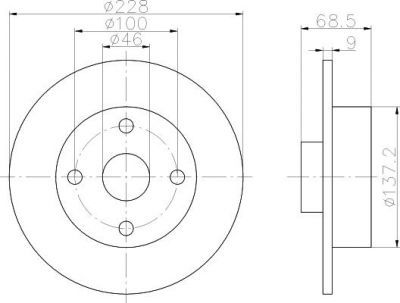 Hella 8DD 355 103-621 тормозной диск на VOLVO 480 E