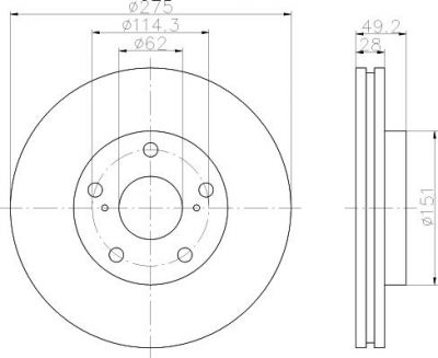 Hella 8DD 355 104-931 тормозной диск на TOYOTA PREVIA (MCR3_, ACR3_, CLR3_)