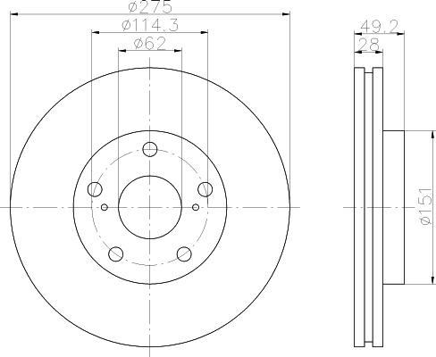 Hella 8DD 355 104-931 тормозной диск на TOYOTA PREVIA (MCR3_, ACR3_, CLR3_)
