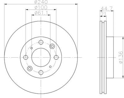 Hella 8DD 355 104-941 тормозной диск на HONDA CIVIC VI Hatchback (EJ, EK)