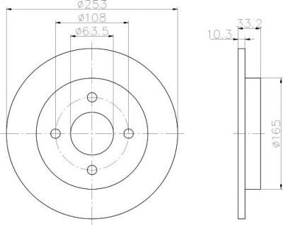 Hella 8DD 355 105-661 тормозной диск на FORD SIERRA Наклонная задняя часть (GBC, GBG)