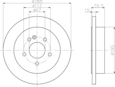 Hella 8DD 355 105-851 тормозной диск на MERCEDES-BENZ M-CLASS (W163)