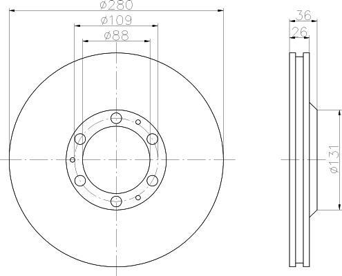Hella 8DD 355 106-001 тормозной диск на OPEL FRONTERA B (6B_)