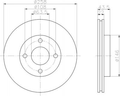 Hella 8DD 355 106-431 тормозной диск на FORD FIESTA фургон (JV_)