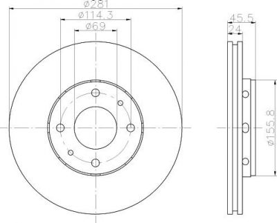 Hella 8DD 355 107-031 тормозной диск на MITSUBISHI CARISMA седан (DA_)