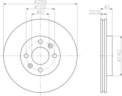 Hella 8DD 355 107-121 тормозной диск на RENAULT TWINGO II (CN0_)