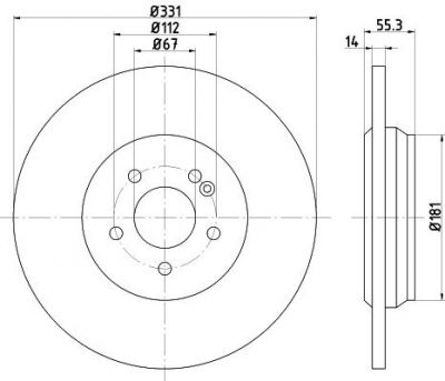 Hella 8DD 355 107-241 тормозной диск на MERCEDES-BENZ M-CLASS (W163)