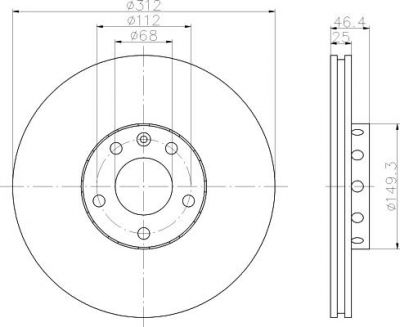 Hella 8DD 355 107-511 тормозной диск на AUDI A6 Avant (4B5, C5)