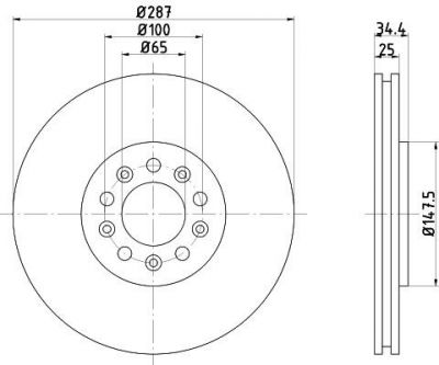 Hella 8DD 355 107-611 тормозной диск на SKODA RAPID Spaceback (NH1)