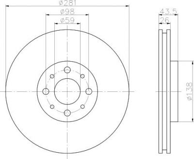 Hella 8DD 355 107-831 тормозной диск на FIAT BRAVO II (198)