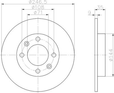 Hella 8DD 355 108-391 тормозной диск на PEUGEOT PARTNER фургон (5)