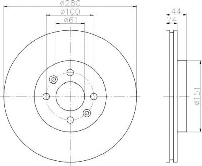 Hella 8DD 355 108-651 тормозной диск на RENAULT SCЙNIC I (JA0/1_)