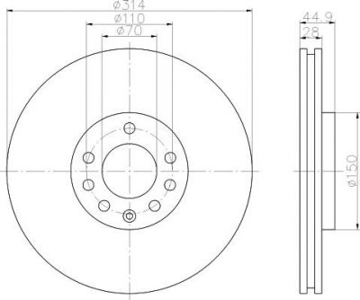 Hella 8DD 355 109-261 тормозной диск на SAAB 9-3 (YS3F)