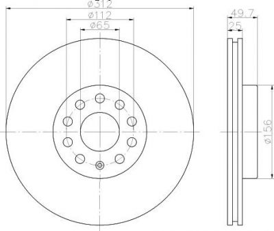 Hella 8DD 355 109-521 тормозной диск на AUDI TT (8J3)