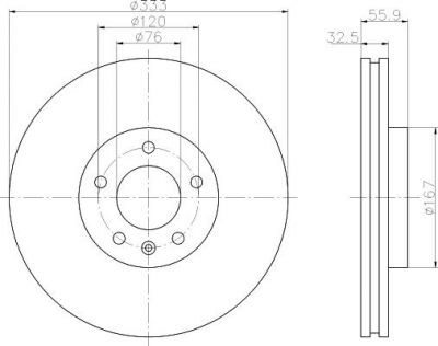 Hella 8DD 355 109-671 тормозной диск на VW MULTIVAN V (7HM, 7HN, 7HF, 7EF, 7EM, 7EN)