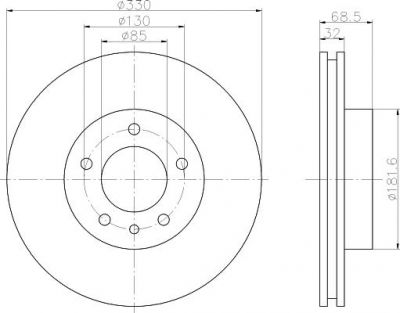 Hella 8DD 355 109-741 тормозной диск на VW TOUAREG (7LA, 7L6, 7L7)