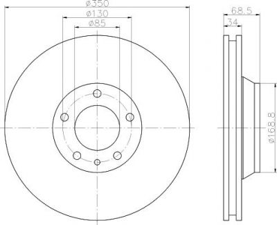 Hella 8DD 355 109-771 тормозной диск на VW TOUAREG (7LA, 7L6, 7L7)