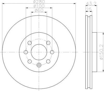 Hella 8DD 355 110-741 тормозной диск на OPEL ASTRA H (L48)