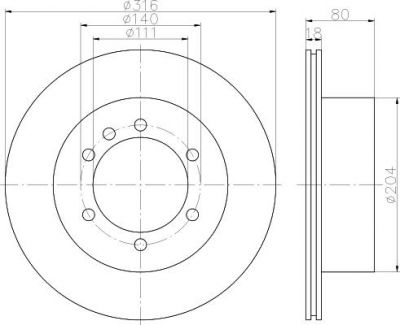 Hella 8DD 355 110-831 тормозной диск на NISSAN PATROL GR V Wagon (Y61)