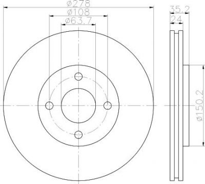 Hella 8DD 355 110-981 тормозной диск на FORD SIERRA Наклонная задняя часть (GBC, GBG)