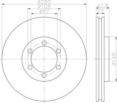 Hella 8DD 355 111-761 тормозной диск на HYUNDAI TERRACAN (HP)