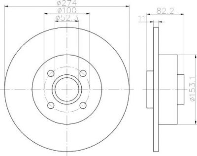 Hella 8DD 355 112-211 тормозной диск на RENAULT SCЙNIC I (JA0/1_)