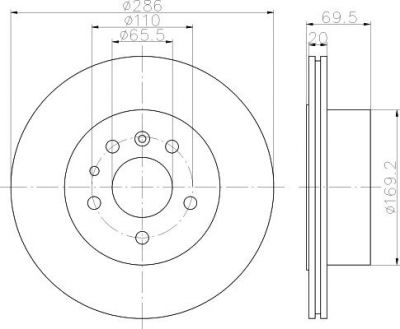 Hella 8DD 355 112-491 тормозной диск на OPEL OMEGA B (25_, 26_, 27_)