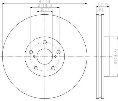 Hella 8DD 355 112-871 тормозной диск на LEXUS GS (GRS19_, UZS19_, URS19_, GWS19_)