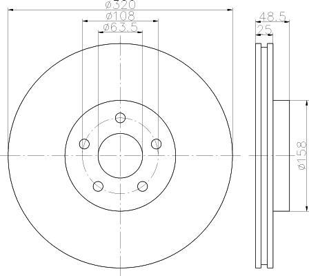 Hella 8DD 355 113-001 тормозной диск на VOLVO V50 (MW)