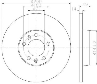 Hella 8DD 355 113-681 тормозной диск на PEUGEOT EXPERT Tepee (VF3V_)