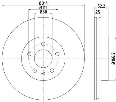 Hella 8DD 355 113-881 тормозной диск на AUDI A4 Avant (8K5, B8)