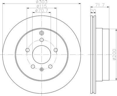 Hella 8DD 355 114-411 тормозной диск на CHEVROLET CAPTIVA (C100, C140)