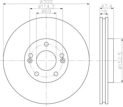 Hella 8DD 355 114-481 тормозной диск на HYUNDAI i30 (GD)