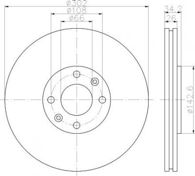 Hella 8DD 355 114-721 тормозной диск на PEUGEOT 5008