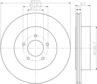 Hella 8DD 355 115-481 тормозной диск на CHRYSLER 300 C Touring (LX)